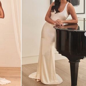 LULU's Bridal Timeless Sexy Chic Minimalist Satin Mermaid Trumpet Maxi Gown